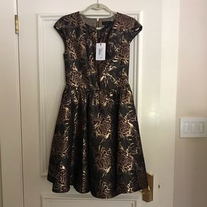 Ted Baker floral metalic jacquard dress